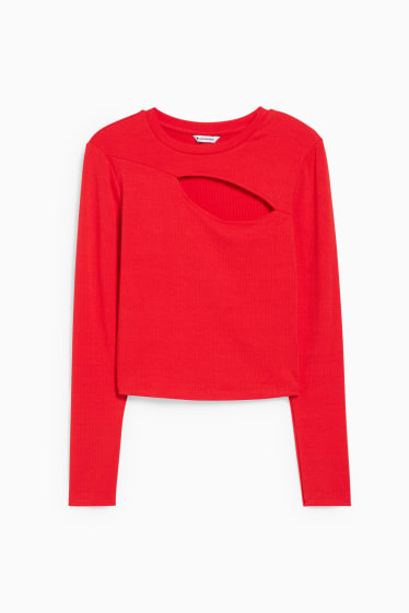 Damen - CLOCKHOUSE - Crop Langarmshirt - rot