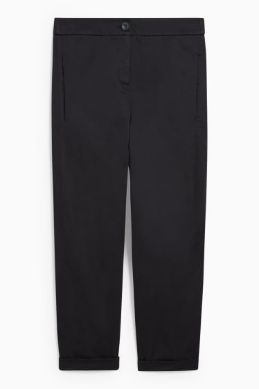 Femmes - Pantalon en toile - high-waist - regular fit - noir