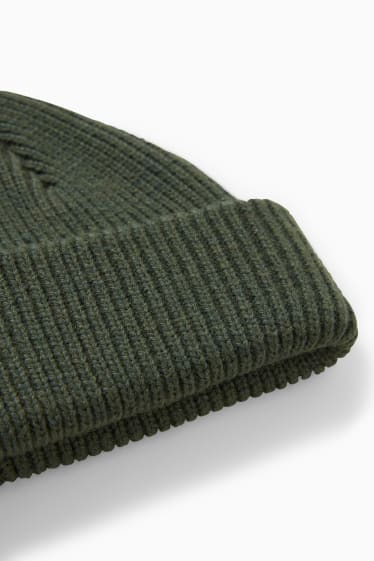 Uomo - Berretto in maglia - verde scuro