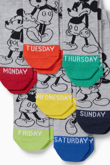Kinder - Multipack 7er - Micky Maus - Socken mit Motiv - hellgrau-melange