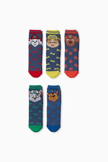 Enfants garçons - Lot de 5 paires - Pat’ Patrouille - chaussettes à motif - bleu clair-chiné