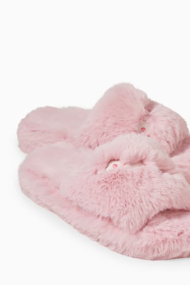Femmes - CLOCKHOUSE - chaussons en imitation fourrure - rose