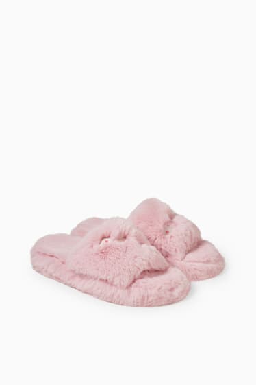 Femmes - CLOCKHOUSE - chaussons en imitation fourrure - rose