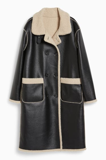 Women - Reversible coat - faux leather - black