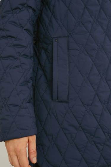 Donna - Cappotto trapuntato con cappuccio - blu scuro