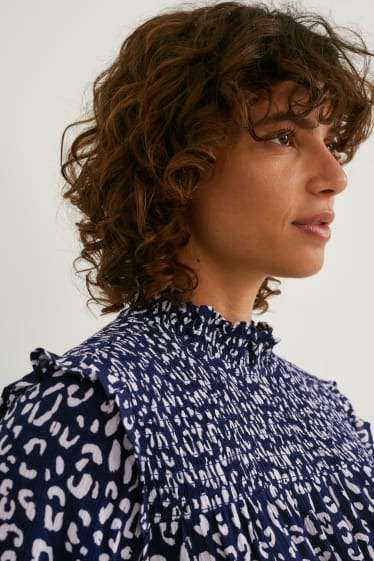 Women - Blouse - patterned - dark blue