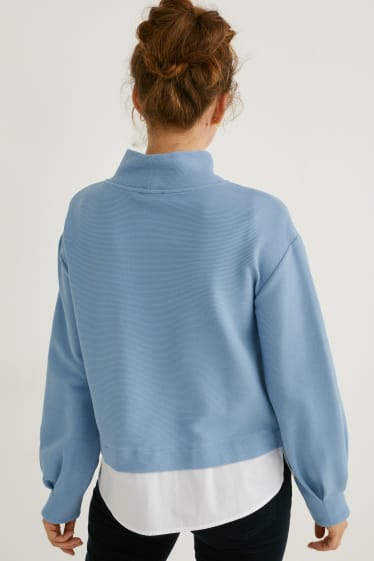 Damen - Pullover - 2-in-1-Look - hellblau