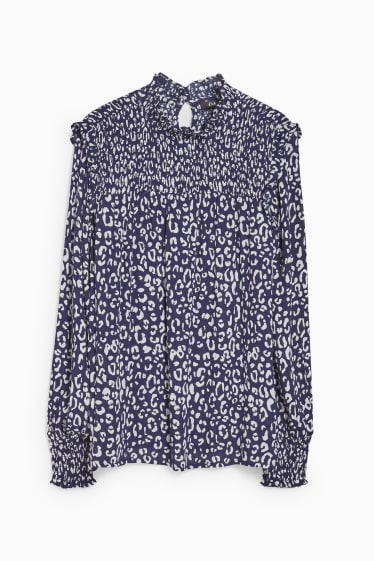 Women - Blouse - patterned - dark blue