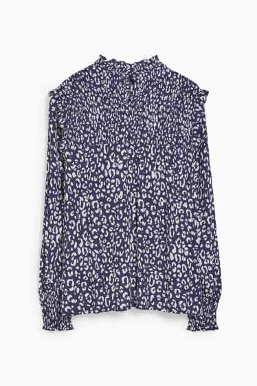 Women - Blouse - patterned - dark blue