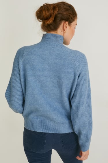 Damen - Pullover - blau-melange