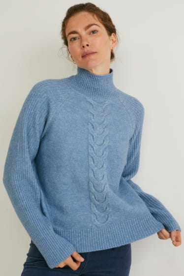 Damen - Pullover - blau-melange