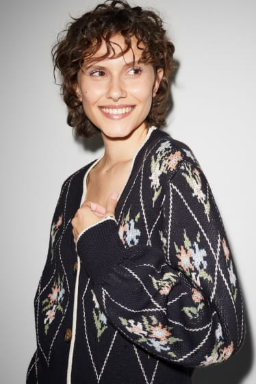 Donna - CLOCKHOUSE - cardigan - a fiori - blu scuro