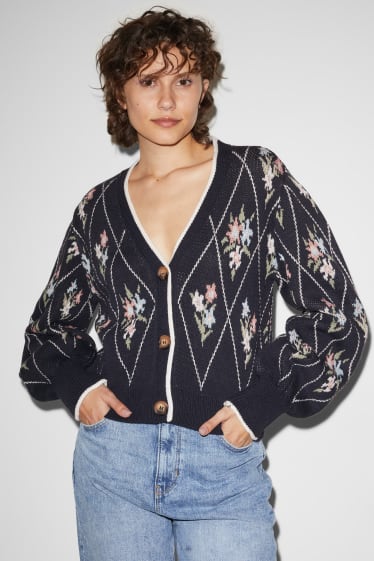 Donna - CLOCKHOUSE - cardigan - a fiori - blu scuro