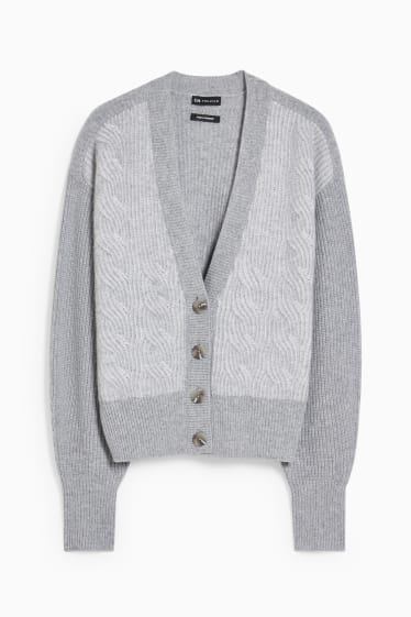 Women - Cashmere cardigan - gray-melange