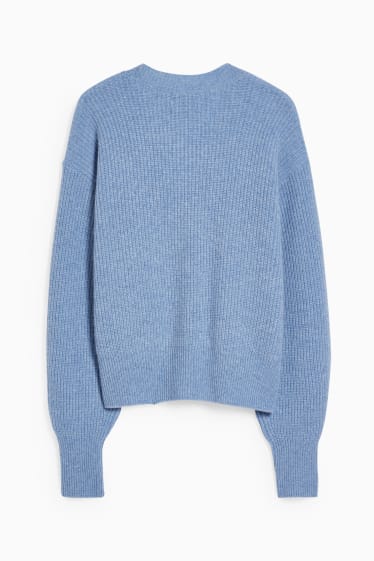 Femmes - Gilet de maille en cachemire - bleu chiné