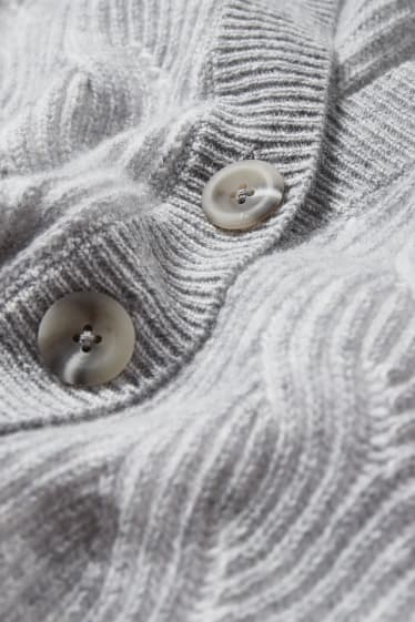 Femei - Cardigan tricotat din cașmir - gri melanj