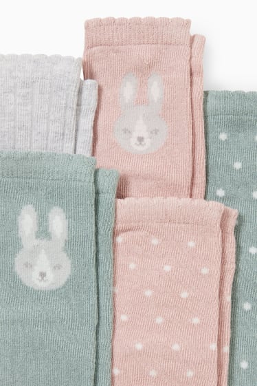 Baby's - Set van 5 paar - konijntjes - babysokken met motief - mintgroen