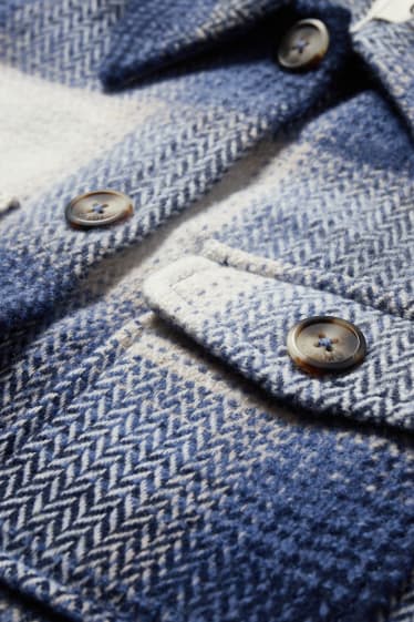 Damen - Shacket - kariert - blau / cremefarben