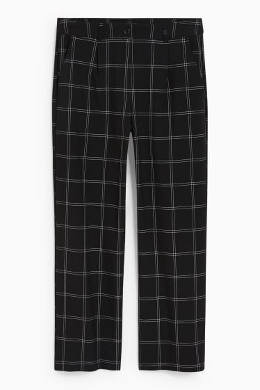 Femei - Pantaloni de stofă - talie medie - wide leg - în carouri - negru