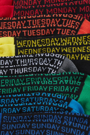 Niños - Pack de 7 - días de la semana - calcetines con dibujo - negro