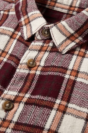 Children - Flannel shirt - genderneutral  - check - beige / bordeaux