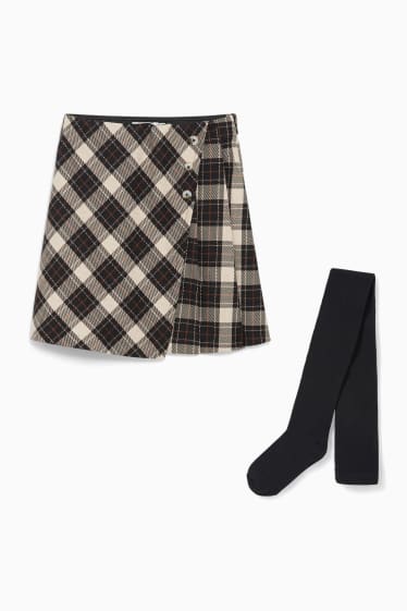Children - Set - skirt and tights - 2 piece - black / beige