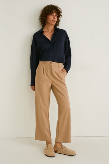 Women - Cloth trousers - high waist - regular fit - beige