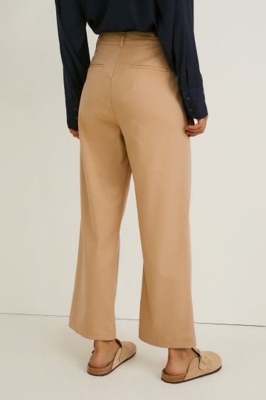 Dámské - Plátěné kalhoty - high waist - regular fit - béžová