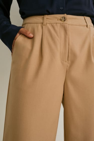 Kobiety - Spodnie materiałowe - wysoki stan - regular fit - beżowy