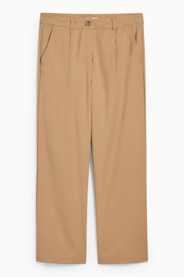 Women - Cloth trousers - high waist - regular fit - beige