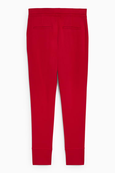 Dámské - Žerzejové kalhoty - tapered fit - červená