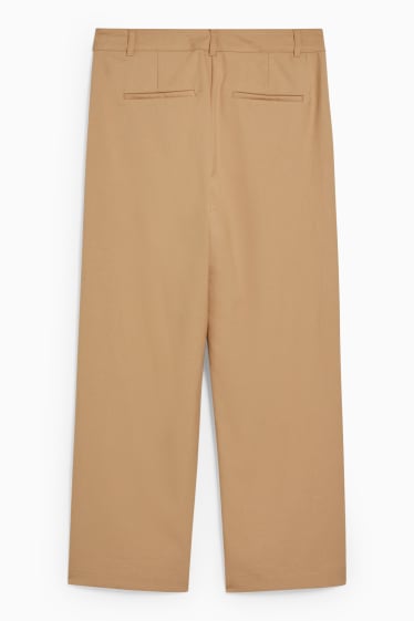 Femmes - Pantalon en toile - high waist - regular fit - beige