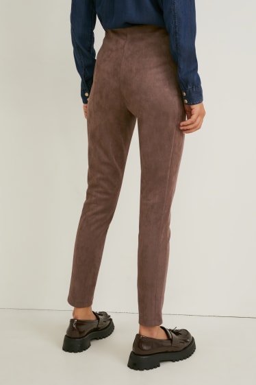 Damen - Hose - Velourslederimitat - taupe