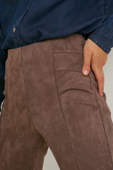 Dámské - Kalhoty - imitace semiše - taupe