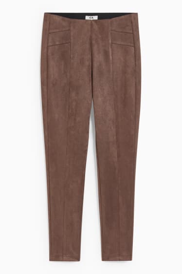 Dames - Broek - imitatiesuède - taupe