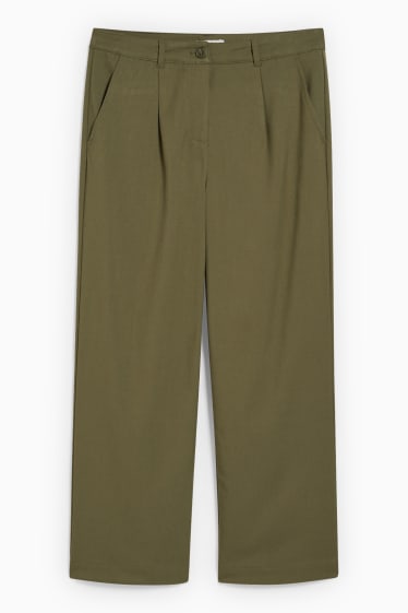 Dames - Pantalon - high waist - regular fit - donkergroen