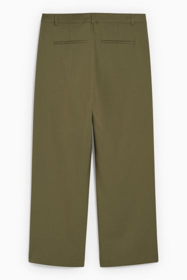 Women - Cloth trousers - high waist - regular fit - dark green