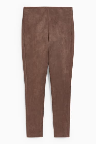 Damen - Hose - Velourslederimitat - taupe