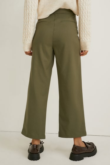 Women - Cloth trousers - high waist - regular fit - dark green