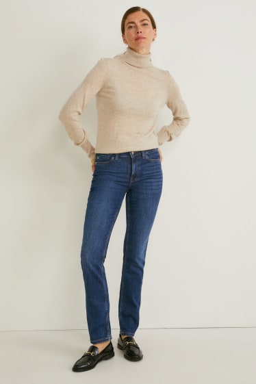 Femei - Straight jeans - talie medie - LYCRA® - denim-albastru