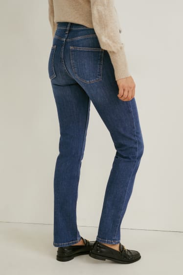 Women - Straight jeans - mid-rise waist - LYCRA® - blue denim