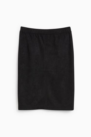 Women - Skirt - faux suede - black