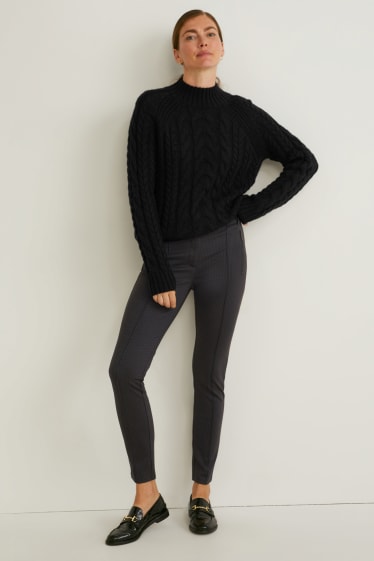 Femmes - Pantalon en jersey - slim fit - noir