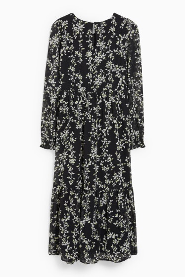 Damen - Chiffon-Kleid - gemustert - schwarz