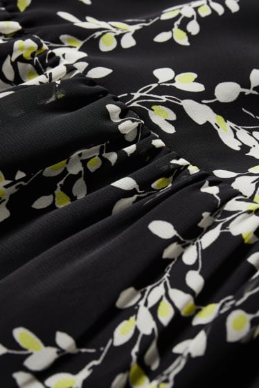 Damen - Chiffon-Kleid - gemustert - schwarz
