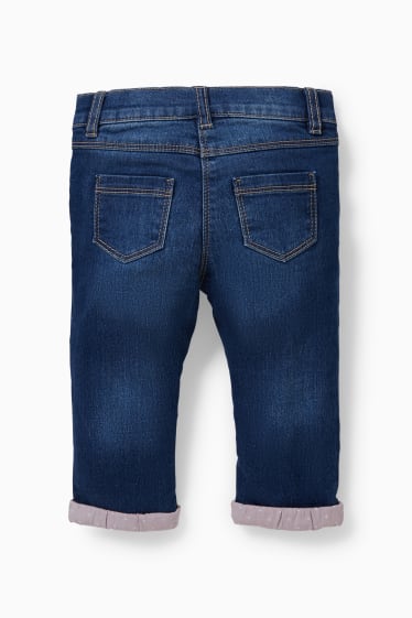 Babys - Baby-Thermojeans - geblümt - helljeansblau