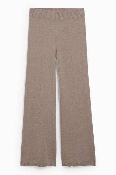 Dames - Broek van kasjmier - taupe