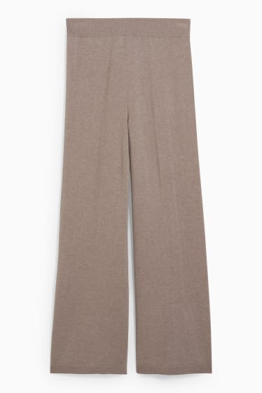 Dames - Broek van kasjmier - taupe