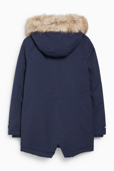 Children - Parka with hood and faux fur trim - winter - dark blue