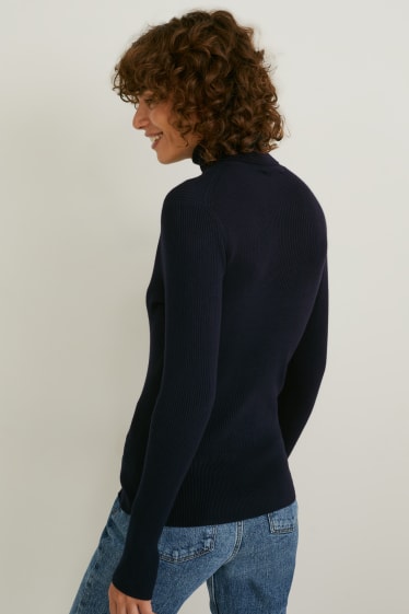 Damen - Rollkragenpullover - dunkelblau